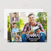 Penseelscript 4 Aankondiging van Afstuderen foto's Briefkaart (Voorkant / Achterkant)