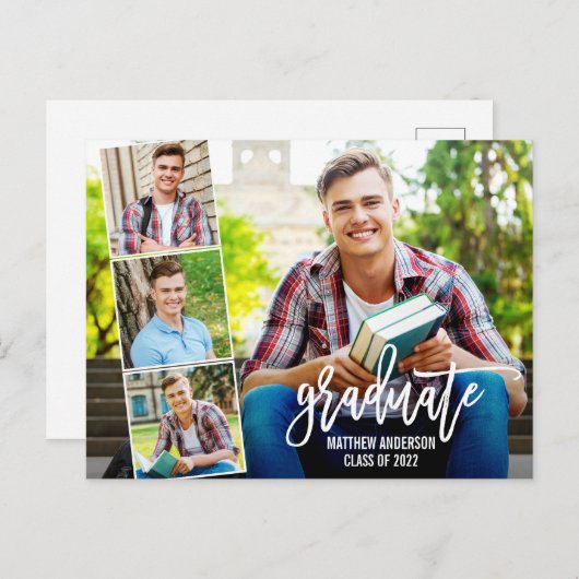 Penseelscript 4 Aankondiging van Afstuderen foto's Briefkaart (Voorkant / Achterkant)