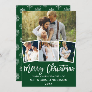 Penseelscript 4 Kaart voor kerstfeest met fotowedd