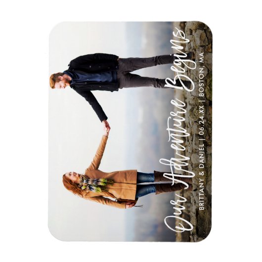 Penseelscript Avontuur Sla de datumfoto op Magneet (Verticaal)