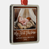 Penseelscript: Baby eerste kerstmis Metalen Ornament (Rechts)