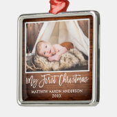 Penseelscript: Baby eerste kerstmis Metalen Ornament (Links)