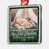 Penseelscript Baby eerste kerstmis Metalen Ornament (Links)