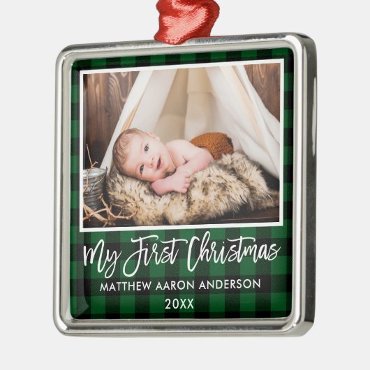 Penseelscript Baby eerste kerstmis Metalen Ornament (Links)