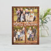 Penseelscript bijtende kerstfoto feestdagenkaart (Staand voorkant)