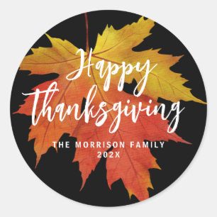 penseelscript blij thanksgiving ronde sticker