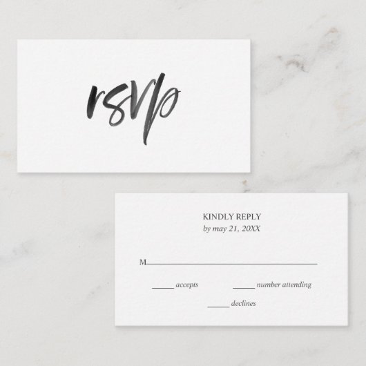 Penseelscript Bruiloft RSVP Informatiekaartje (Voorkant / Achterkant)