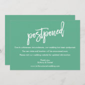 Penseelscript bruiloft uitgesteld Neo Mint Kaart (Voorkant / Achterkant)