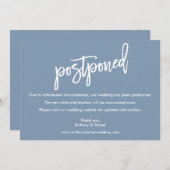 Penseelscript bruiloft uitgestelde blauwe kaart (Voorkant / Achterkant)