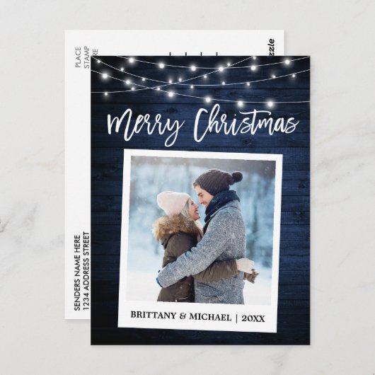 Penseelscript: direct camera, paar kerst briefkaart (Voorkant / Achterkant)