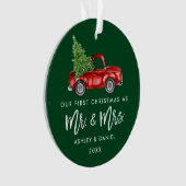 Penseelscript Eerste Kerst  Truck Ornament (voorkant)