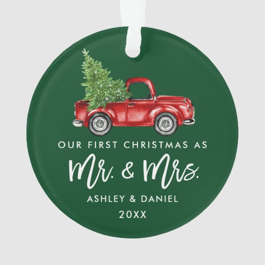 Penseelscript Eerste Kerst  Truck Ornament (achterkant)