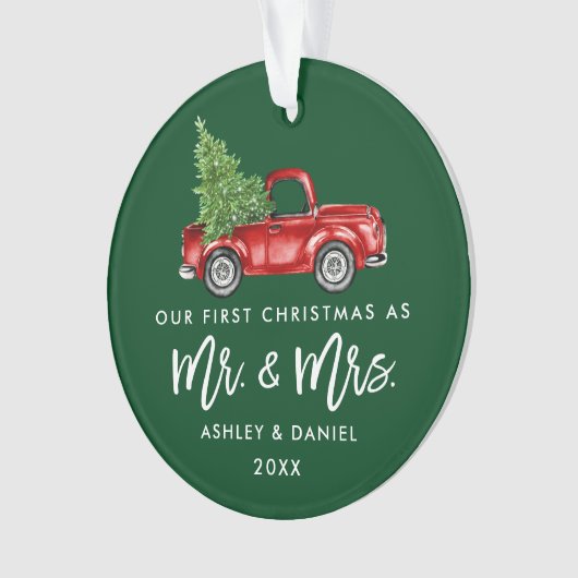 Penseelscript Eerste Kerst  Truck Ornament (voorkant)