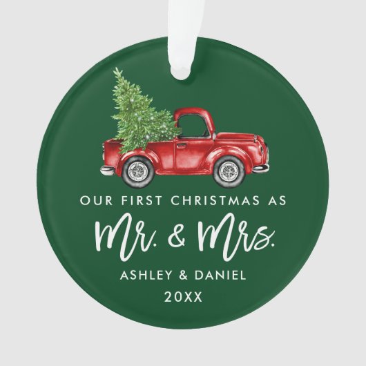 Penseelscript Eerste Kerst  Truck Ornament (voorkant)