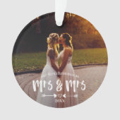 Penseelscript Eerste Kerstmis Mrs. Foto Ornament (voorkant)