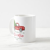Penseelscript Eerste Kerstmis, Mrs Red Truck Koffiemok (Voorkant links)