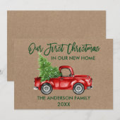 Penseelscript Eerste Kerstmis Nieuwe Home Truck Kr Feestdagenkaart (Voorkant / Achterkant)
