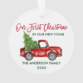 Penseelscript Eerste Kerstmis Nieuwe Home Truck Ornament (achterkant)
