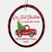 Penseelscript Eerste Kerstmis Nieuwe Home Truck Ps Keramisch Ornament (Links)