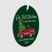 Penseelscript Eerste Kerstmis Nieuwe Thuiswagen Gr Ornament (voorkant)