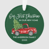 Penseelscript Eerste Kerstmis Nieuwe Thuiswagen Gr Ornament (voorkant)