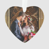 Penseelscript, eerste Kerstmis rood | Foto terug Ornament (achterkant)