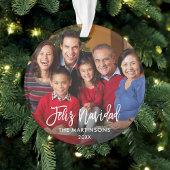 Penseelscript Feliz Navidad Photo Red Back Ornament