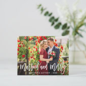 Penseelscript, gehuwd en prettig kerstfeest briefkaart (Staand voorkant)