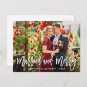 Penseelscript, gehuwd en prettig kerstfeest briefkaart (Voorkant / Achterkant)