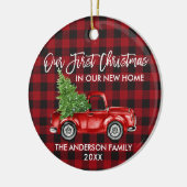 Penseelscript geplakt Eerste Kerstmis Nieuw Thuisw Keramisch Ornament (Links)