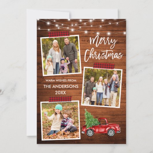 Penseelscript geplakt tapedrukhouten lantaarns feestdagenkaart (Voorkant)