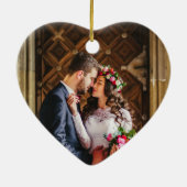 Penseelscript Gold Eerste Kerstmis | Foto terug Keramisch Ornament (Achterkant)