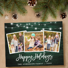 Penseelscript Groene houten lichten Vakantie 3 Fot Briefkaart