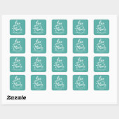 PenseelScript Love Bedankt Blauwgroen Envelope Sea Vierkante Sticker (Vel)