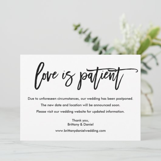 PenseelScript Love is Patiëntenuitgestelde Kaart (Staand voorkant)