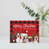 Penseelscript Merry-kerstdogs Red Pset Briefkaart (Staand voorkant)