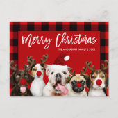 Penseelscript Merry-kerstdogs Red Pset Briefkaart (Voorkant)