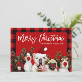 Penseelscript Merry-kerstdogs Red Pset Feestdagenkaart (Staand voorkant)