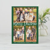 Penseelscript Merry-kerstfoto Groen Feestdagenkaart (Staand voorkant)