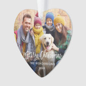 Penseelscript Merry-kerstfoto Rood achterhart Ornament (voorkant)