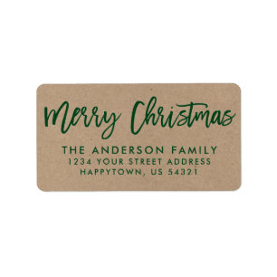 Penseelscript Merry kerstkraft Green Etiket