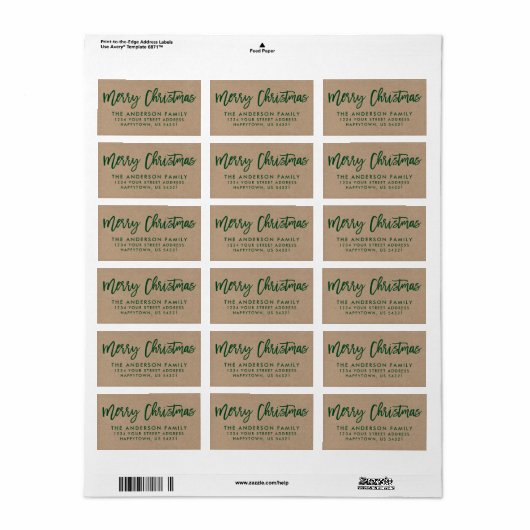 Penseelscript Merry kerstkraft Green Etiket (Full Sheet)