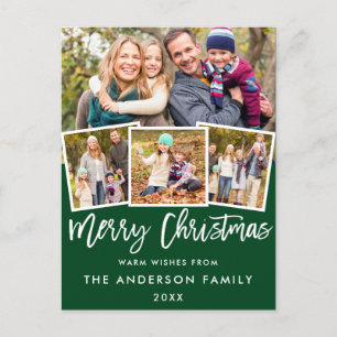 Penseelscript Merry Kerstmis 4 Foto Groen Briefkaart