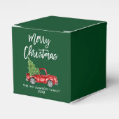Penseelscript Merry Kerstmis Truck Green Bedankdoosjes (Voorkant Zijde)