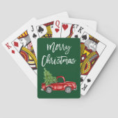 Penseelscript Merry Kerstmis  Truck Green Pokerkaarten (Achterkant)