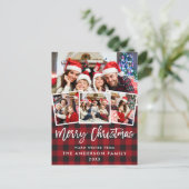 Penseelscript Merry-kerstrood geplakt 4 Foto Briefkaart (Staand voorkant)
