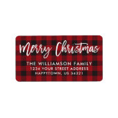 Penseelscript Merry-kerstrood speldenadres Etiket (Voorkant)