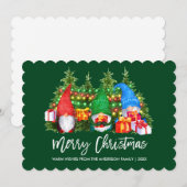 Penseelscript met kerstlampjes groen feestdagenkaart (Voorkant / Achterkant)