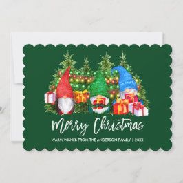 Penseelscript met kerstlampjes groen feestdagenkaart