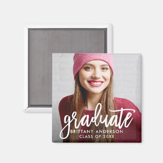 Penseelscript Modern Afstuderen Aankondigingsplein Magneet (Voorkant / Achterkant)